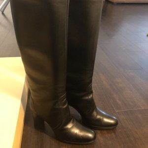 Sergio Rossi Black Leather Heel Boots Size 37